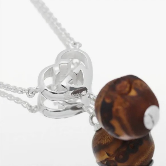 Gucci ‘LOVE BRITT’ sterling Interlocking GG Heart and Bamboo Necklace, Rare - Picture 9 of 12